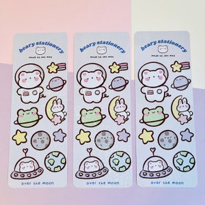 Over the moon vinyl sticker sheet | Vinyl stickers, Sticker for Laptop or Journal, Holographic Sticker, kawaii, aesthetic