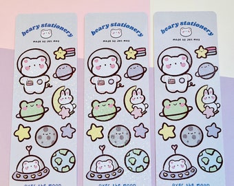 Over the moon vinyl sticker sheet | Vinyl stickers, Sticker for Laptop or Journal, Holographic Sticker, kawaii, aesthetic