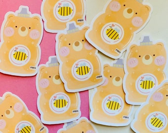 Cute Honey Bear Vinyl Sticker | Vinyl sticker for laptop, waterbottle, notebook, waterproof