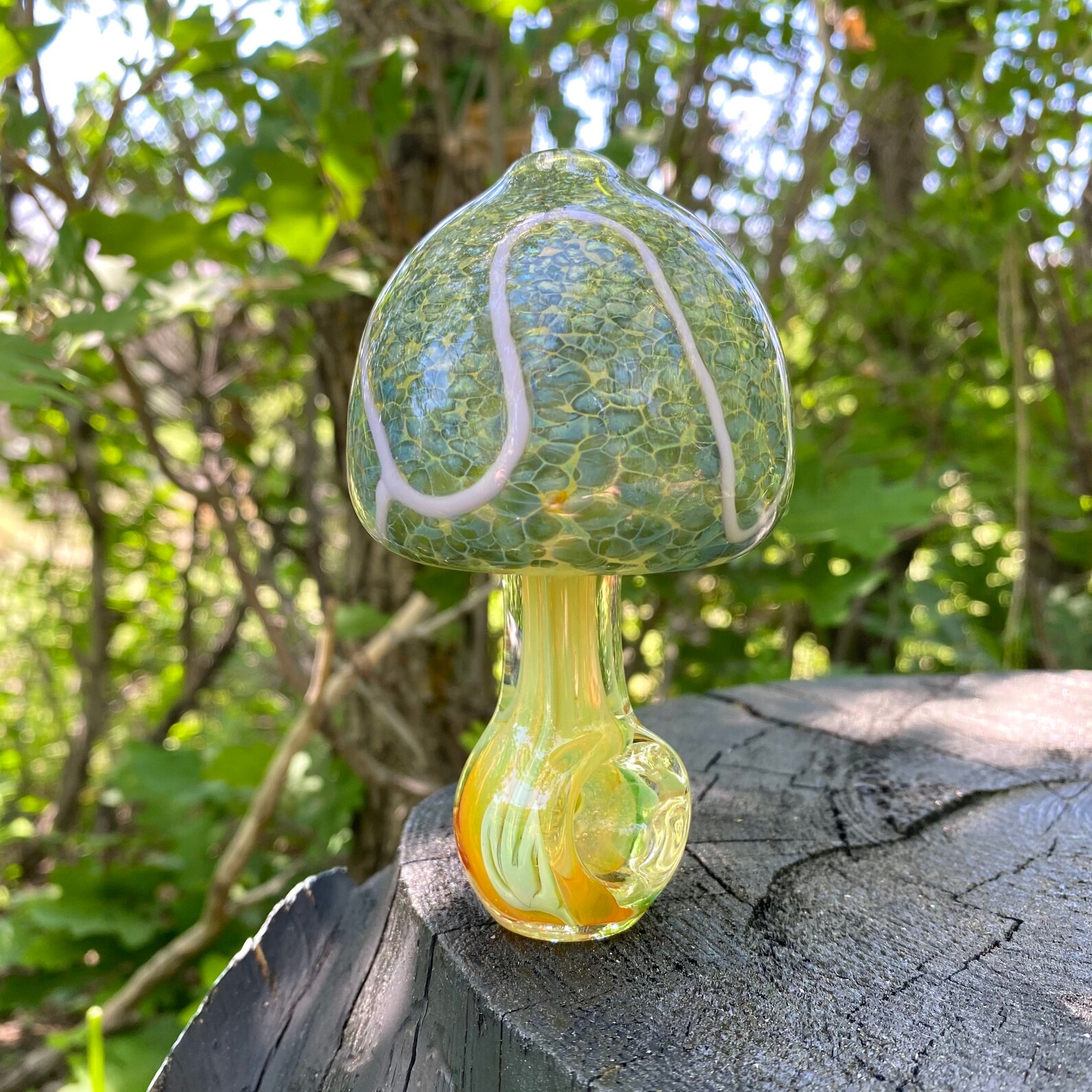 Green Mushroom Glass Pipe Wonderland Novelty Pipe Forest Etsy