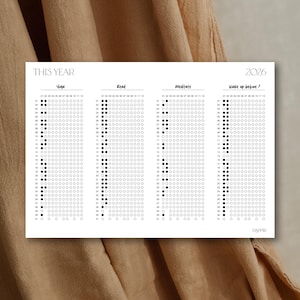 Habit Tracker Anual 2026 Imprimible / Rastreador Hábitos Minimalista / Plantilla Seguimiento Objetivos / A4 y A3 / Descarga Digital imagen 1