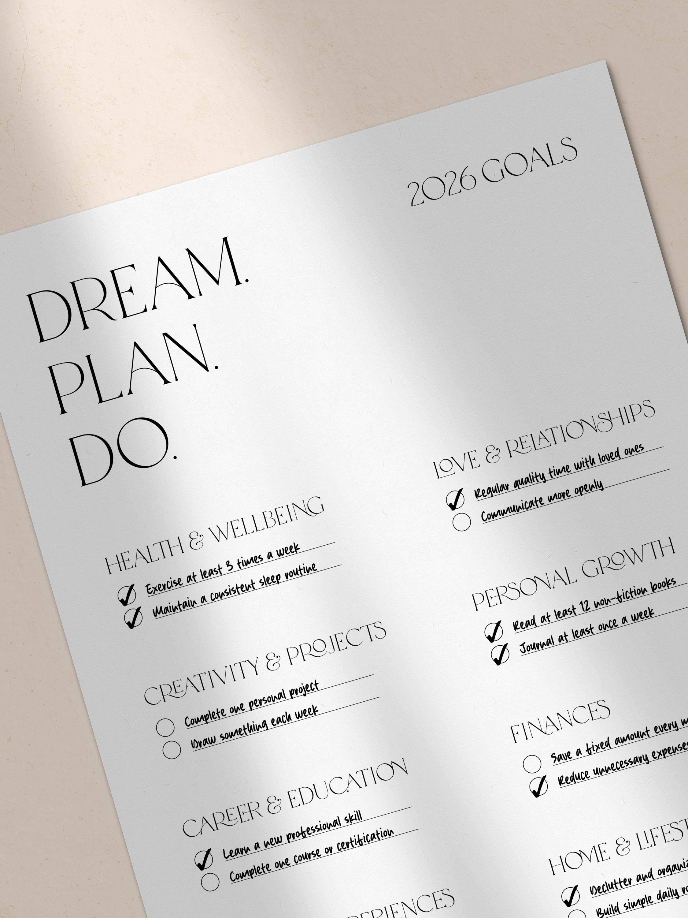 Goal Tracker 2026 Printable | Annual Goals Planner | Life Areas Goal ...