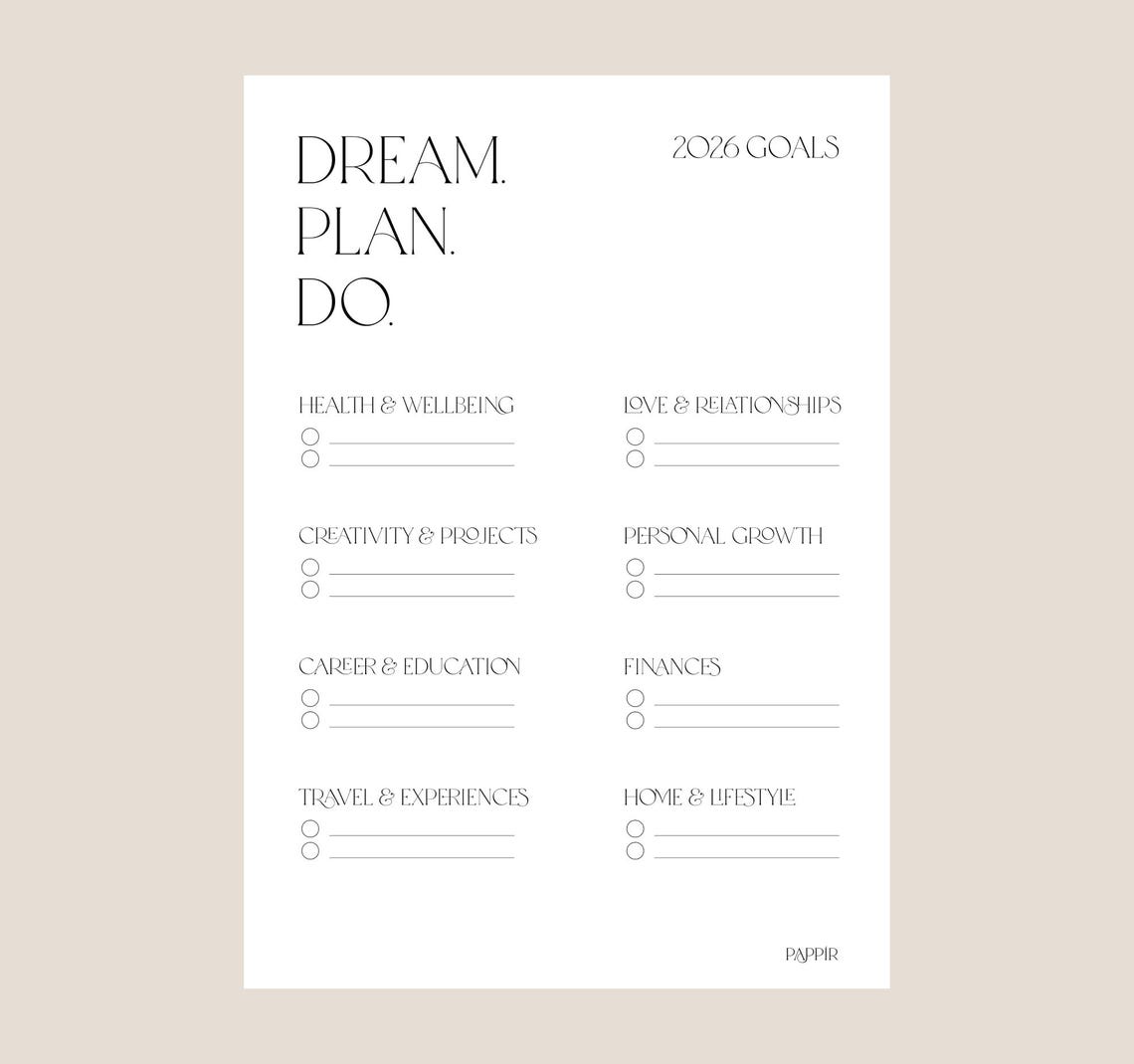 Goal Tracker 2026 Printable | Annual Goals Planner | Life Areas Goal ...