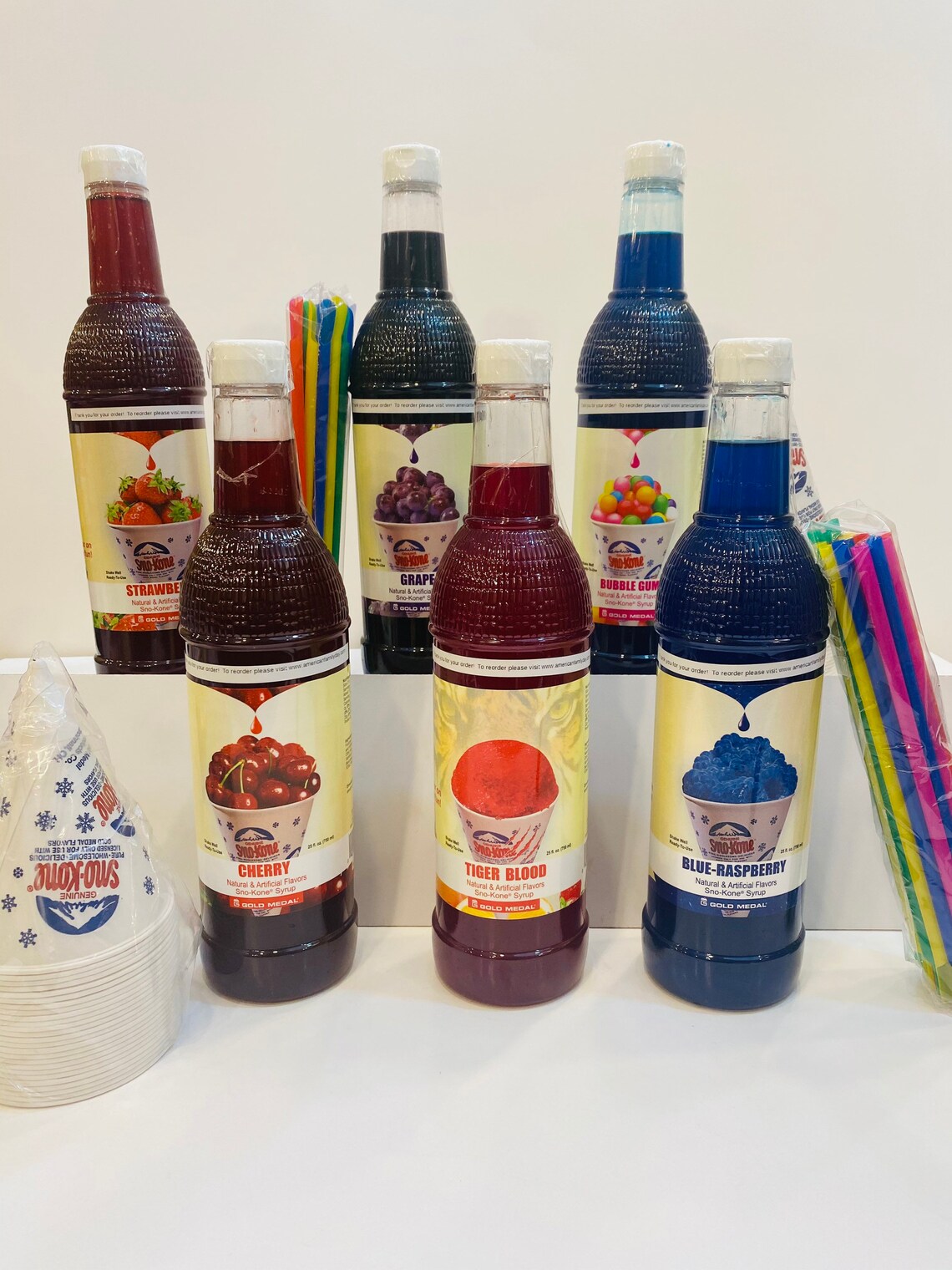 Snow Cone Syrup Variety Pack 25.36oz / 6pk With 50 6oz cups Etsy