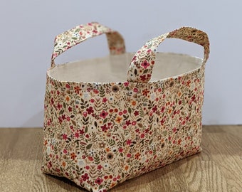 Fabric storage basket handmade,  floral basket/bag, fabric basket with handles, fabric gift bag,