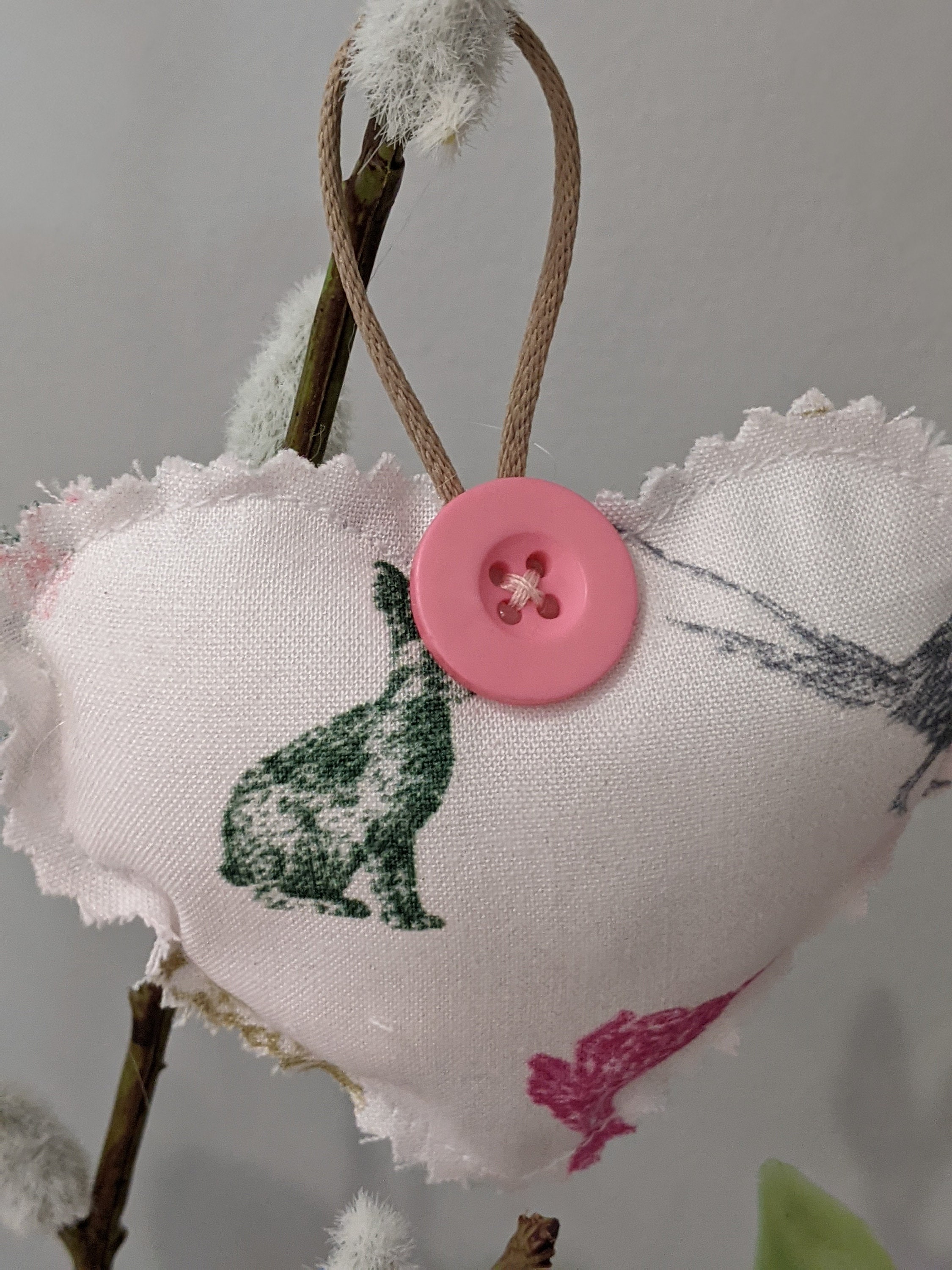 Joules fabric Hanging Padded Hearts Etsy