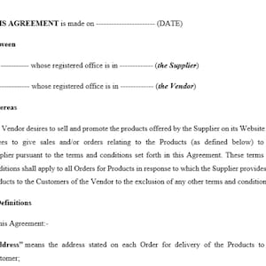 Dropshipping-avtal/affiliatekontrakt/mall för dropshipping-affärskontrakt för leverantörer | Microsoft Word | Direktnedladdning