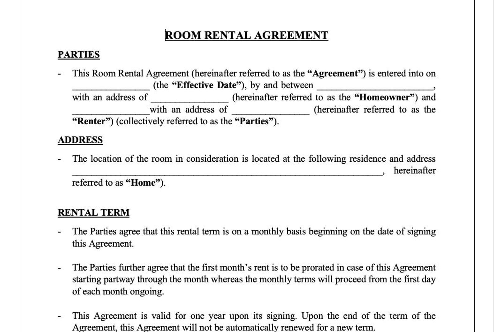 Shutter For Rent Word Room Rental Agreement Template: Editable Lease Contract (word Format ...