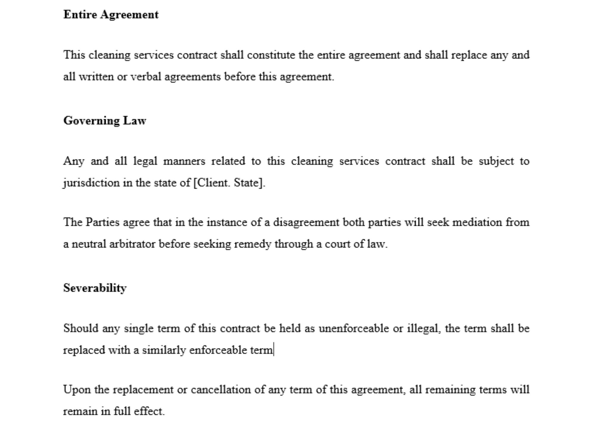 Cleaning Service Contract Template /client Agreement / House Cleaning ...