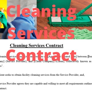 Cleaning Service Contract Template /Client Agreement  / House Cleaning Service/ Residential Cleaning / Commercial Cleaning Agreement