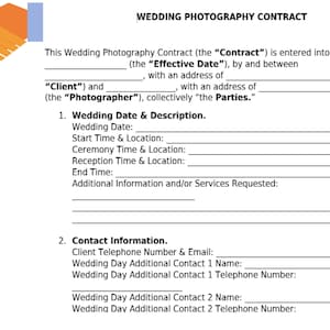 Easily edit Service Agreement - Video Production and Photography Agreement Microsoft Word / Instant Download