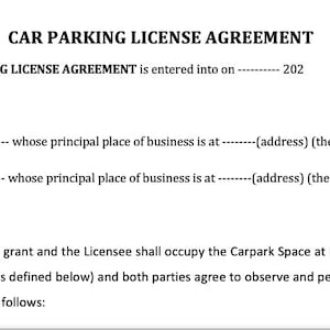 Editable Car Parking License Agreement Template – Easy Legal Form for Landlords & Property Owners