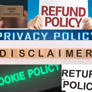 5 Bundles of Blog/Website /Mobile App Policies for Terms, Privacy, Cookie, Disclaimer and Return/Refund