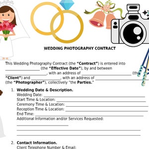 Photography Contract +  Photo Release Forms Template Bundle for Weddings Events/Businesses/ Microsoft Word / Instant Download
