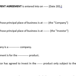 Investment Agreement Template – Easy Legal Contract for Startups, Partners & Investors