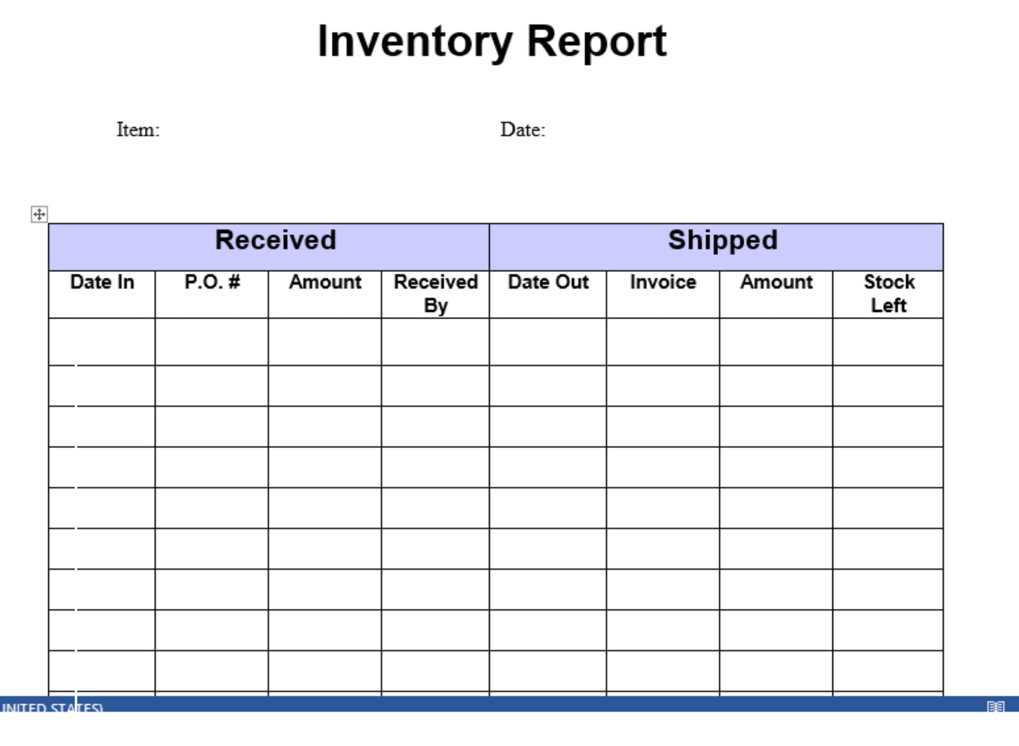 Easy to Edit Inventory Report / Inventory List Planner/ Inventory