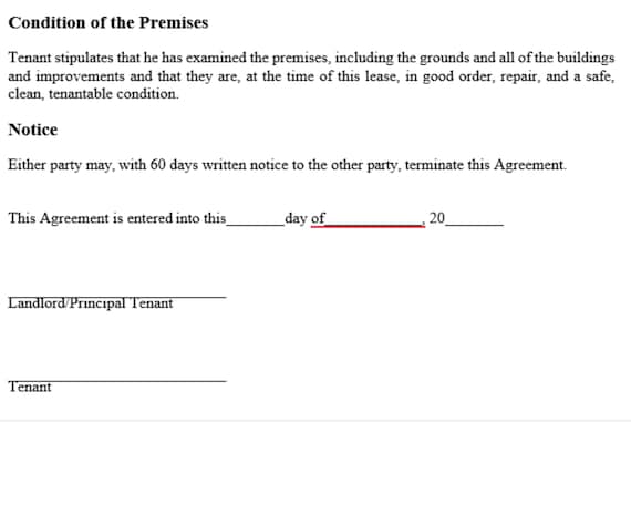 room rental agreement editable rental agreement simple lease etsy israel