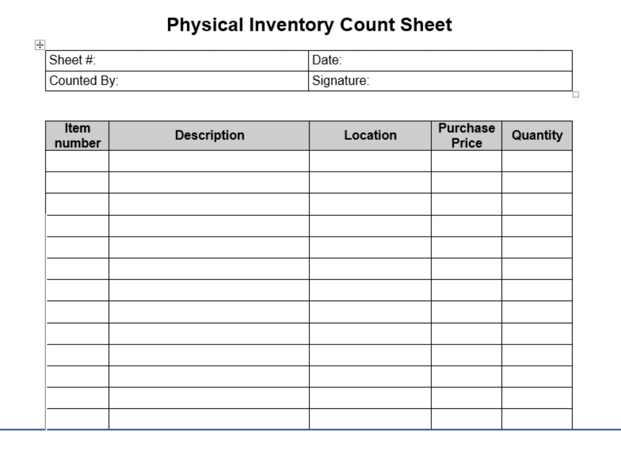 Inventory Count Sheet inventory-count-sheet