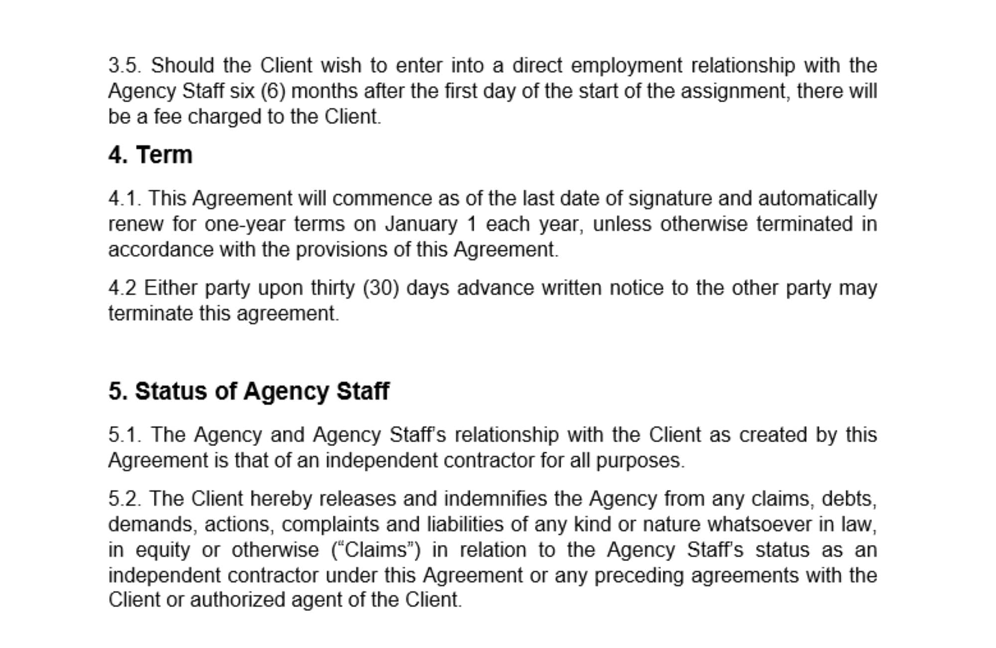 Editable Staffing Agency Agreement Template/ Relief Staffing Etsy