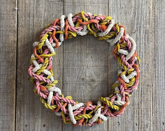 New England Tangled Rope Wreath in Spring Colors