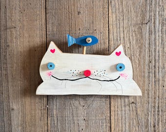 Escultura de arte popular: Gato y pájaro son amigos