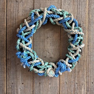 New England Tangled Rope Wreath in Ocean Colors