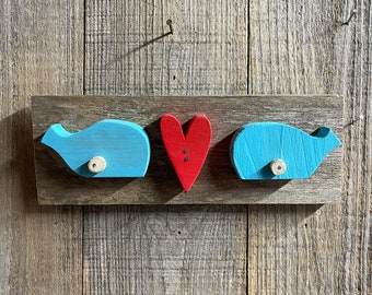 Whales In Love Folk Art Sculpture