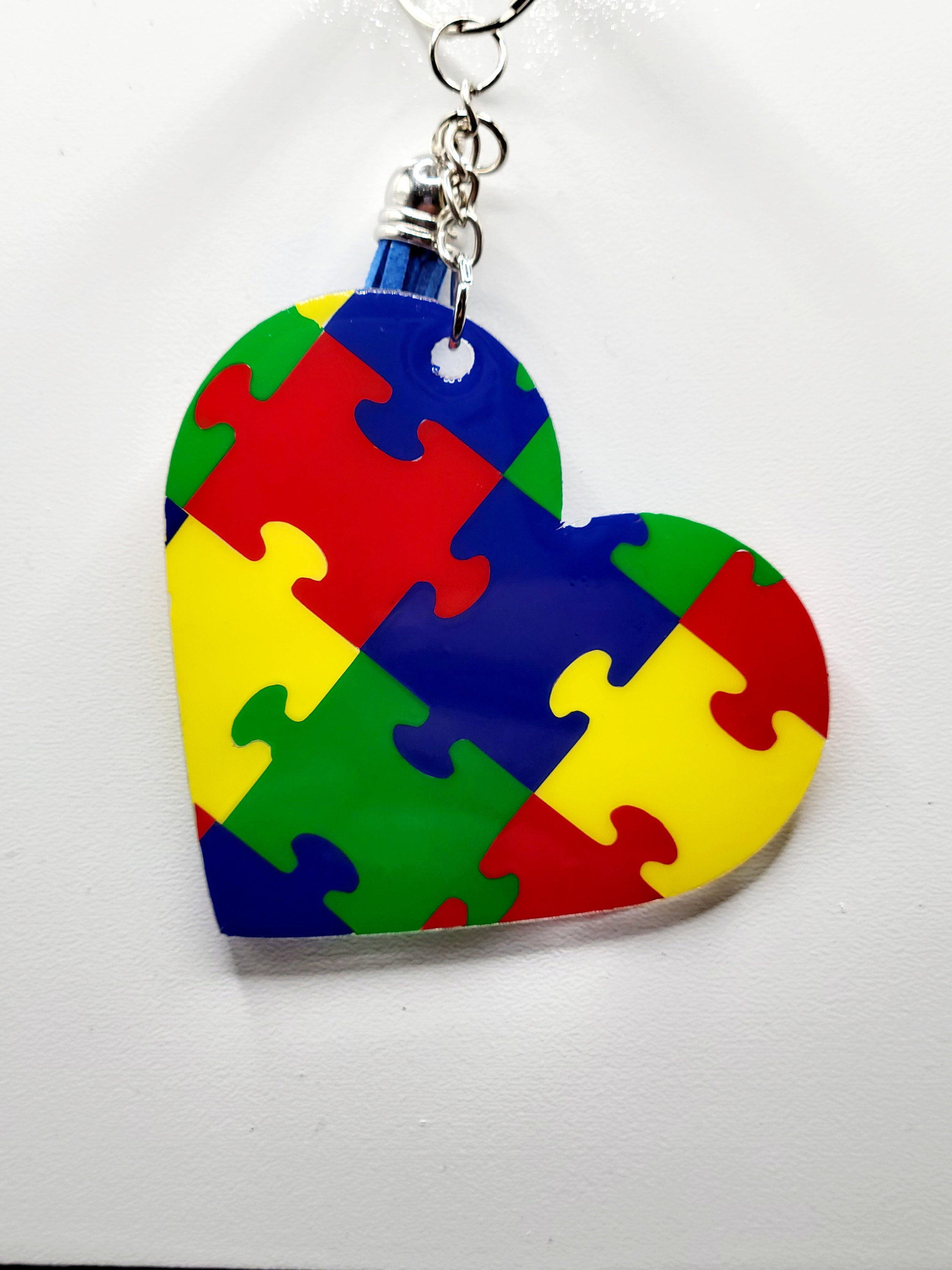 Puzzle Piece Heart Keychain Etsy