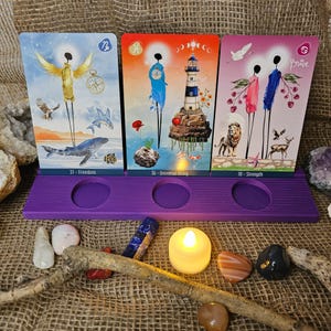 Soporte de tres cartas del Oráculo: tu compañero ritual sagrado / Fabricado con materiales ecológicos