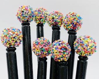Pair of Colorful Confetti Glitter Bead Hair Sticks