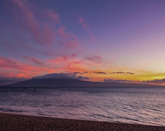 Maui Sunset Panorama - Fundraiser for the victims of the West Maui Wildfires - spectacular sunset photograph - Canvas/Metal/Arylic/Vinyl