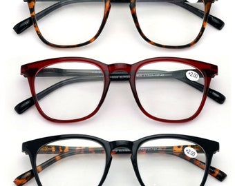 3 Pairs Round Keyhole Lightweight Reading Glasses - Spring Hinge - Clear Lens Reader Men Women