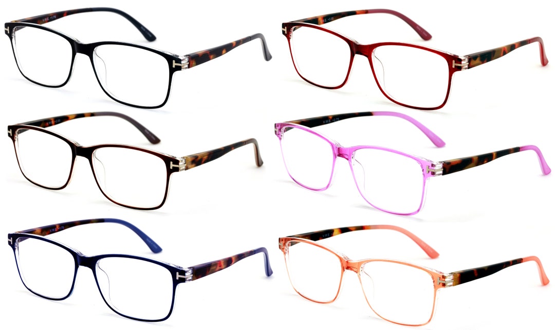 6 Pairs Lightweight Slim Comfortable Readers Tortoise Temple Clear Lens