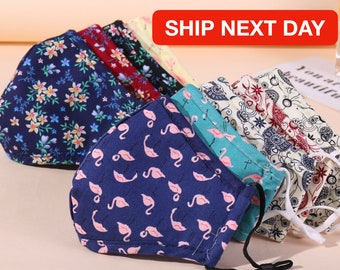 5 Pack Women Unisex Outdoor Breathable Washable Reusable Floral Adult Premium Cotton Linen Cloth Fabric face Covering