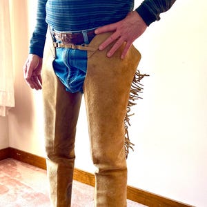 Chaps Western Cuir Franges Fait Main Pour Jeune - Custom US