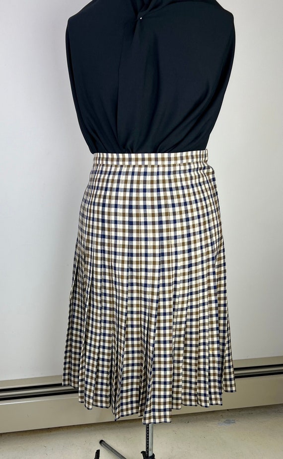 Gingham Plaid Pleated Skirt Navy Brown Tan. Size 8 Aquascutum of London Etsy UK
