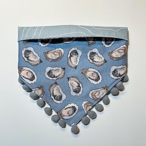 The World Is Your Oyster Reversible Bandana | Beachy Oyster Shell Pearl Oyster Roast Coastal Lowcountry Bandana for Southern Dogs or Cats