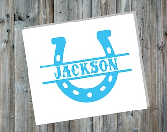 Horseshoe with Name Decal, Custom Horseshoe Decal, Car Decal, Laptop Decal