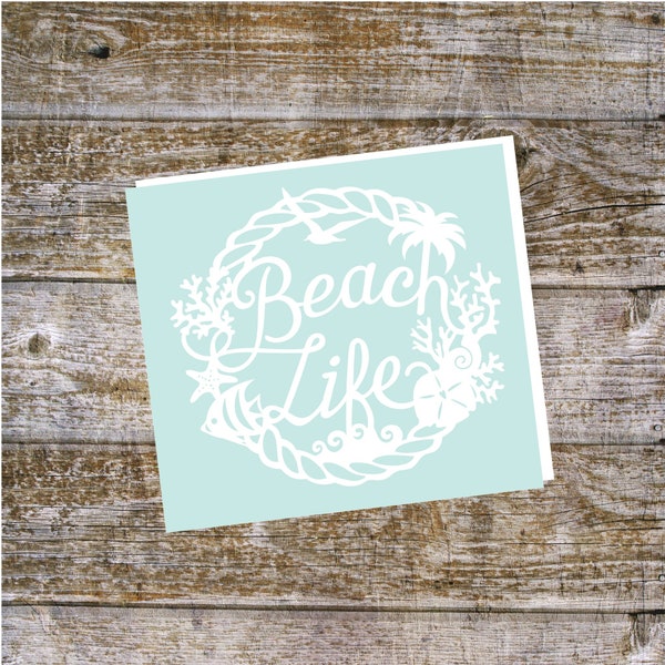 Beach Life Vinyl Decal, Car Decal, Coffee Cup Decal, Laptop decal