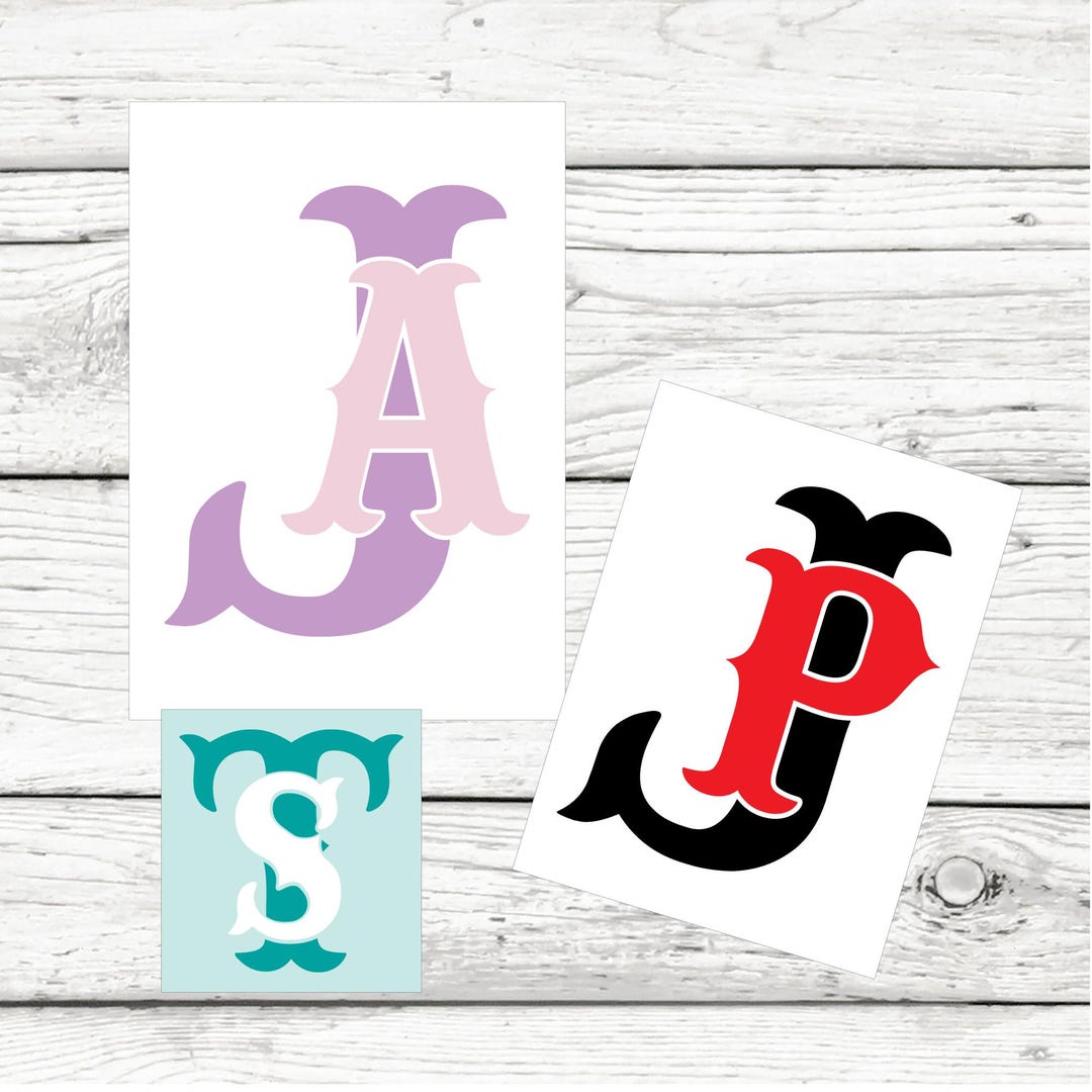 Left Side Intital R Interlocking Initals Interlocking Initial Vinyl Decal: Personalized Monogram - Etsy