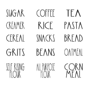 Full Sheet of Pantry Vinyl Decals, Kitchen Labels