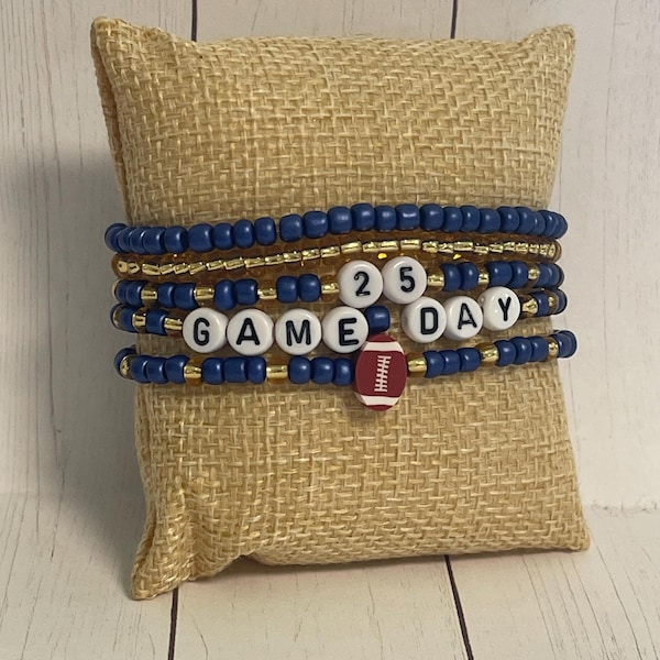 Custom Football Beaded Bracelet: Game Day Colors, Stackable
