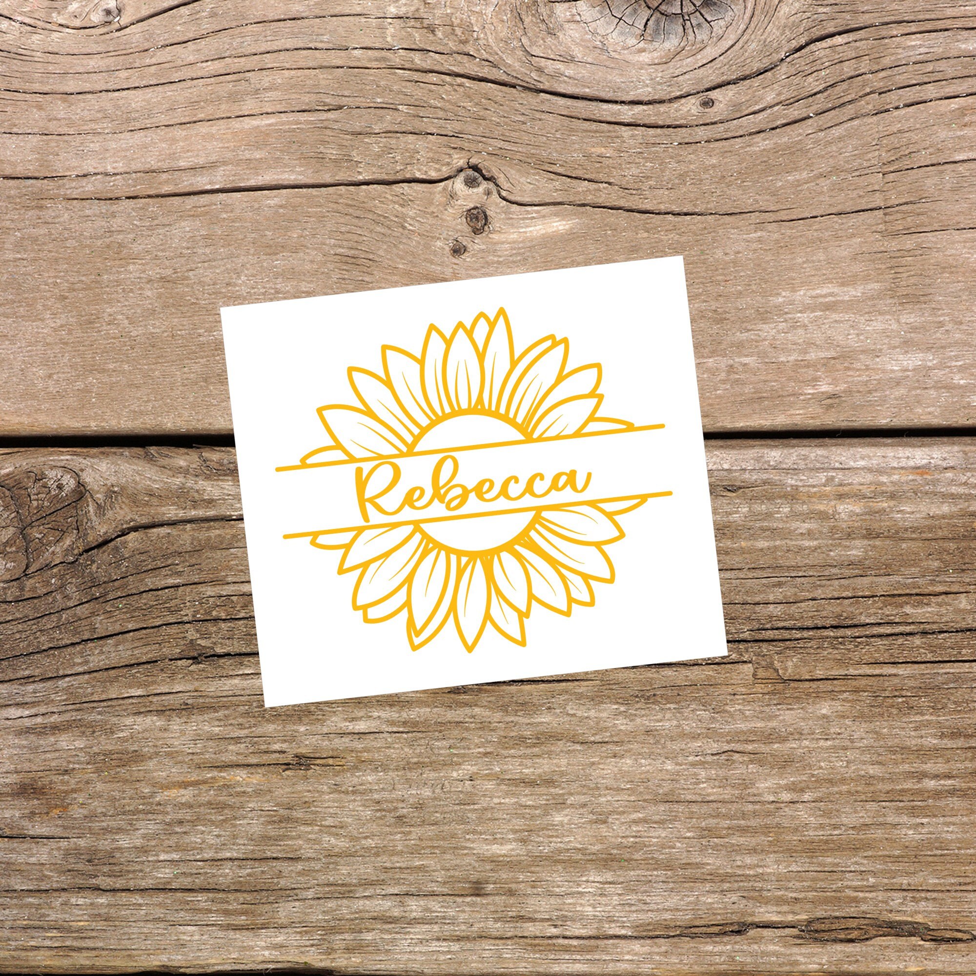 Sunflower Split Monogram with Name Decal, Vinyl Decal, Sunflower Decal, Decal For Her, Custom Name Decal