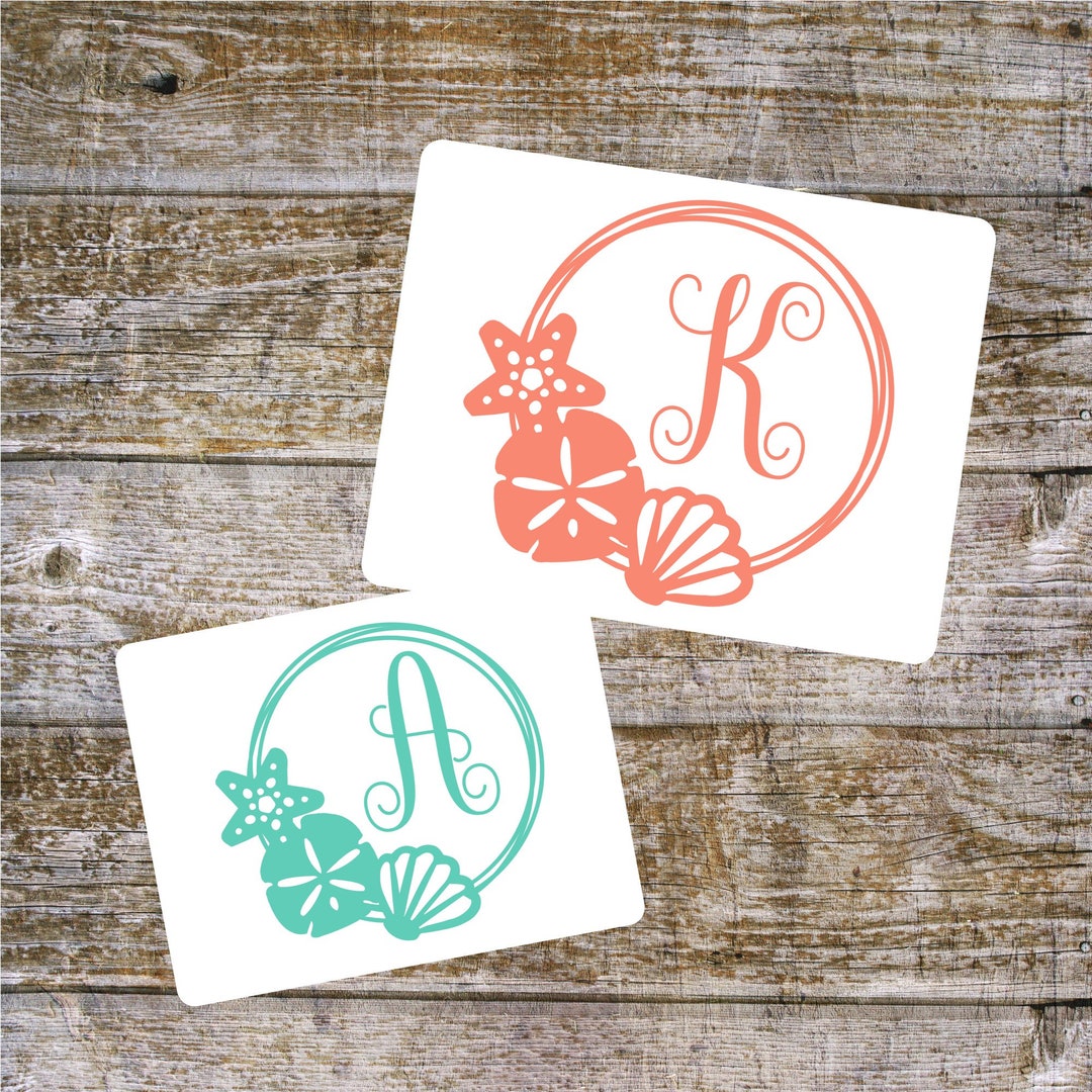 Personalized Seashell Initial Vinyl Decal: Beach Car/cup Decal - Etsy