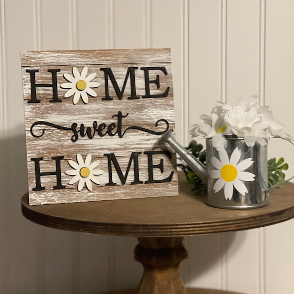 Daisy Tiered Tray Decor, Home Sweet Home Decor, Farmhouse Decor, Daisy Mini Watering Can