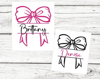 Custom Name Bow Vinyl Decal: Personalized Car Decal