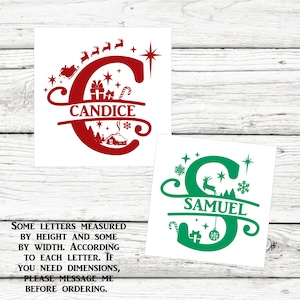 Custom Christmas Split Letter Vinyl Decal: Last Name Car/Laptop Decal