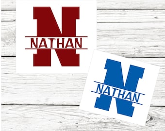Varsity Initial Monogram Decal: Custom Name Vinyl Decal