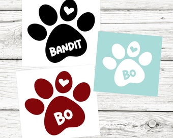 Custom Pet Name Decal, Paw Print Decal With Name, Pet Name Decal, Car Decal, Pet Treat Decal