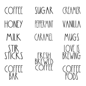 Coffee Bar Full Sheet of Vinyl Decals